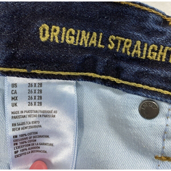 American Eagle Jeans Mens 26 x 26 Original Straight Dark Wash Denim‎ - Picture 4 of 12